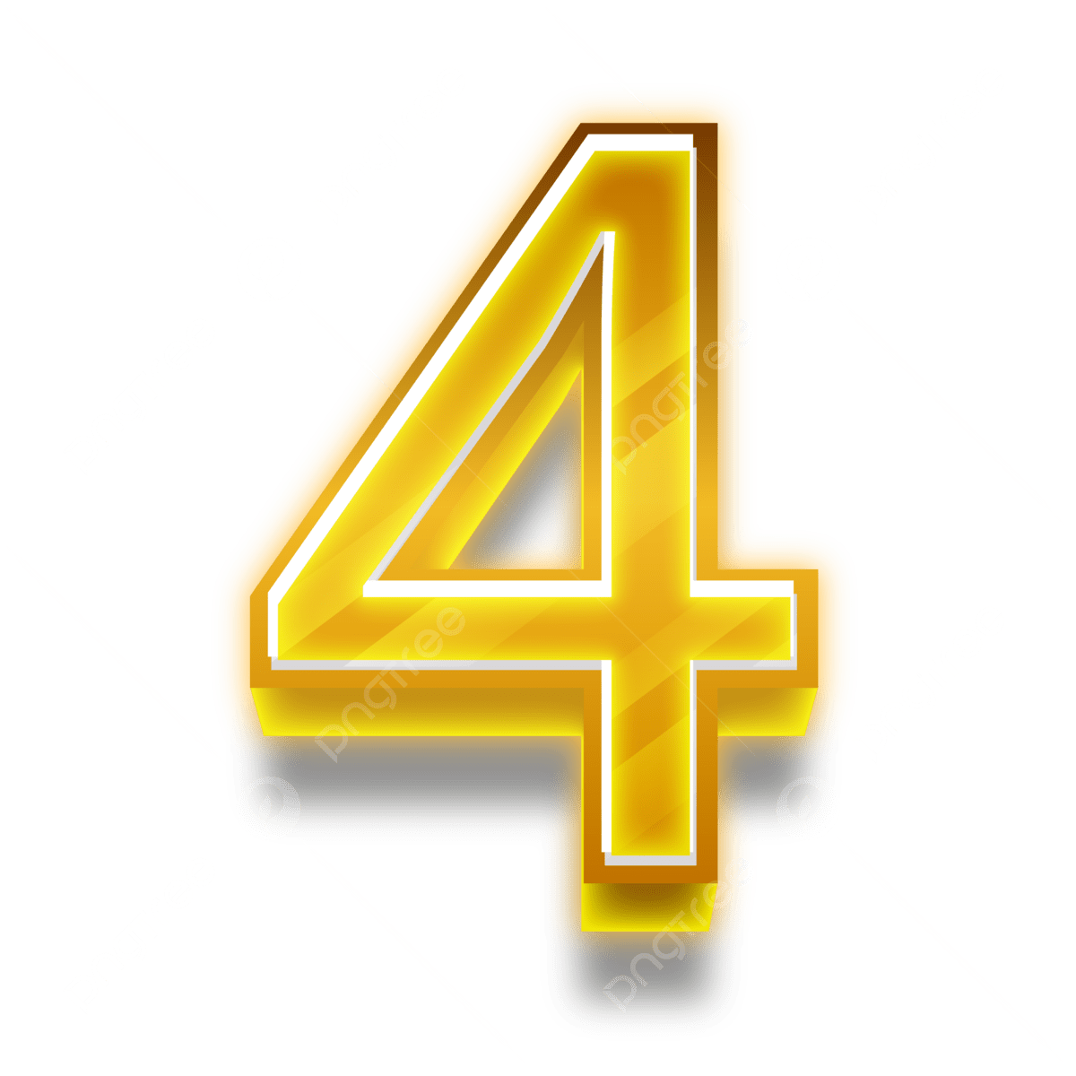 Number 4 Four With 3d Golden Style On Transparent Background, 4, Four - 4 Letter Woorden Met Een O