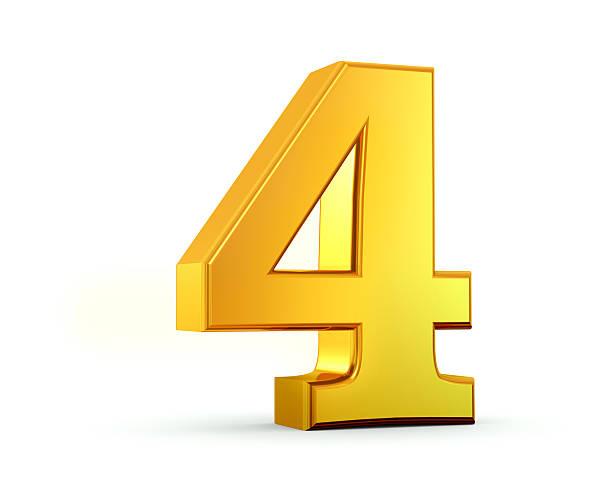 Number Number 4 Metal Three Dimensional Shape Stock Photos, Pictures - 4 Magen Van De Koe