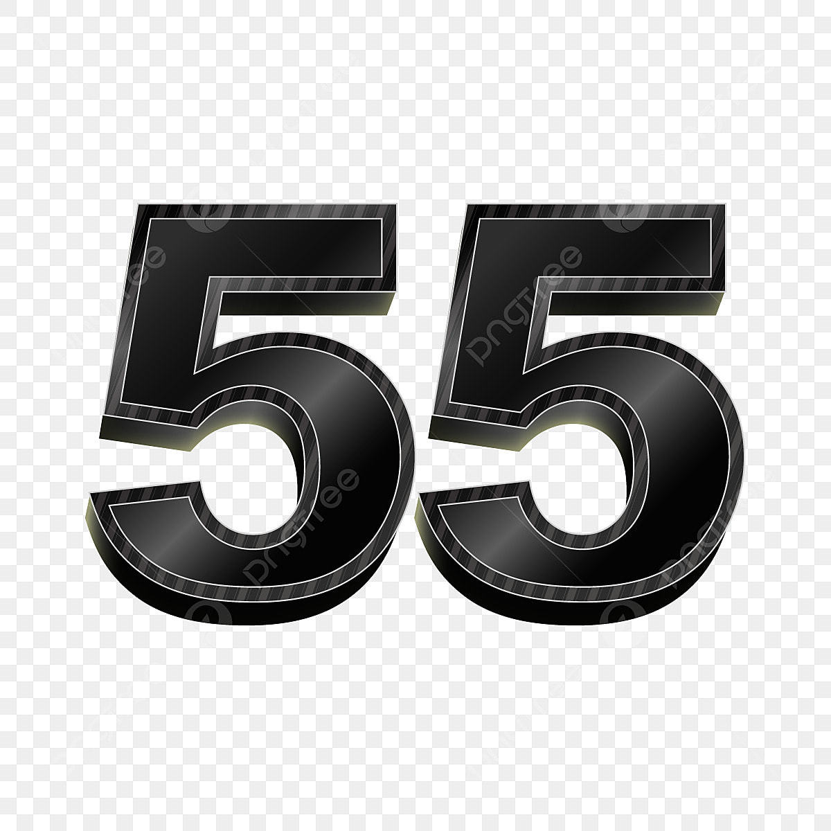Numéro 3d Dégradé Noir 55 PNG , 55, Nombre, Symbole PNG et vecteur pour - 55 Jaar Getrouwd Hoe Heet Dat