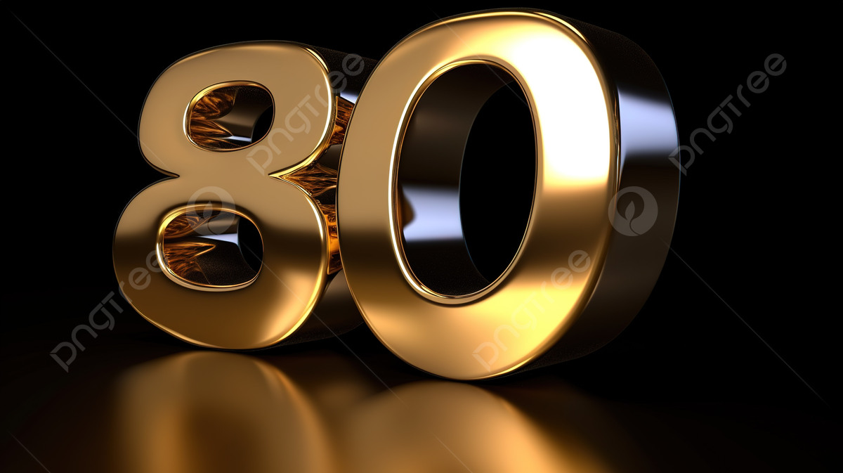 Número De Cumpleaños Dorado 80 En Un Fondo Negro, 3d Número 80 Por - 80 Jarige Oorlog Willem Van Oranje