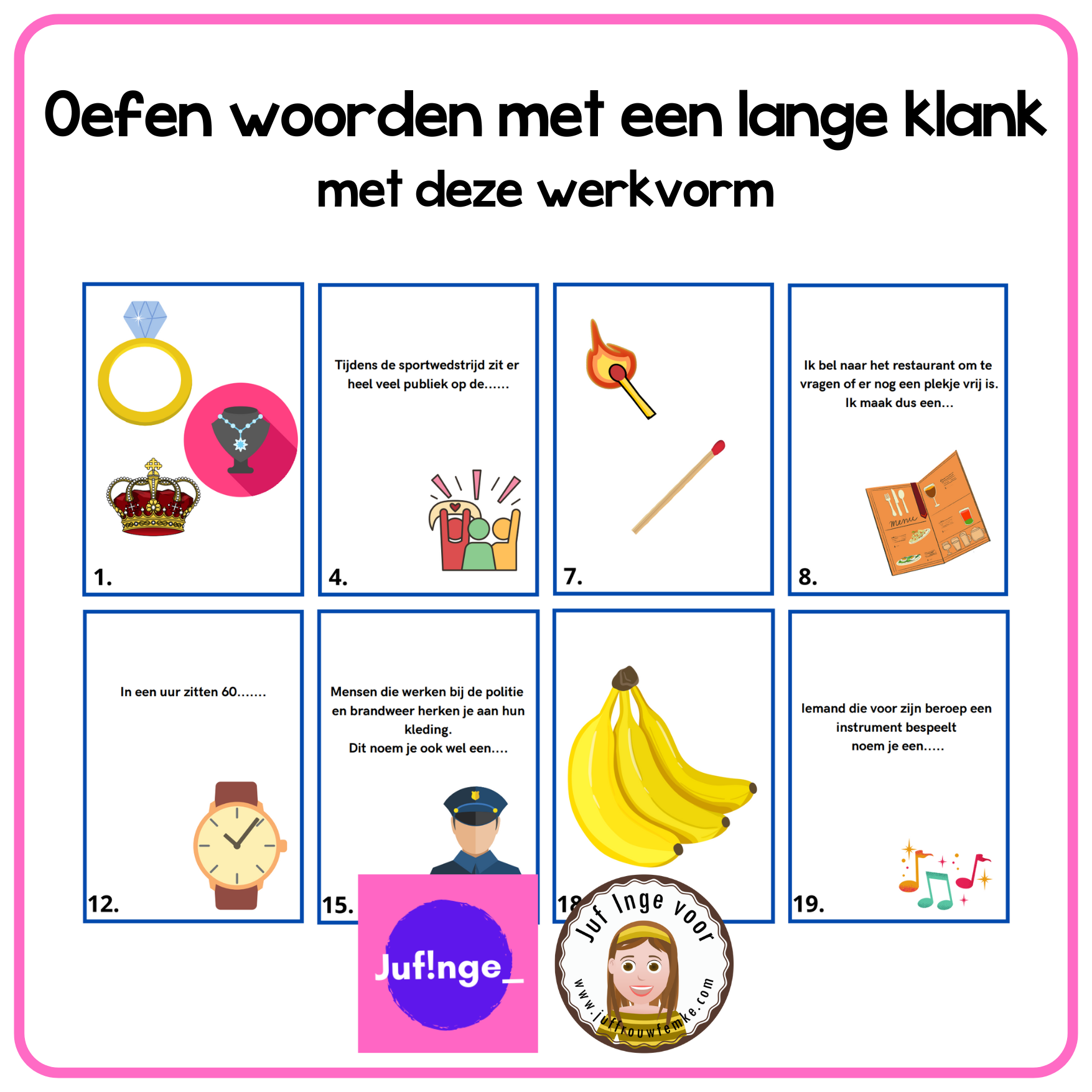 Oefen woorden met een lange klank met deze werkvorm - Juffrouw Femke - Woorden Met Een Lange Klank