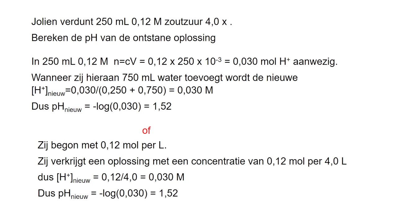 Oefenen met pH berekeningen (aan de hand van reactievergelijkingen - Hoe Bereken Je De Ph Van Een Oplossing