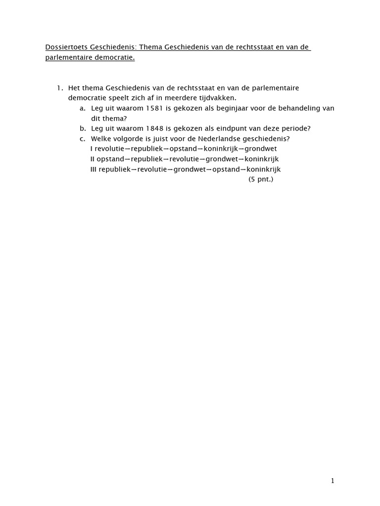 Oefentoets - Geschiedenis Rechtsstaat en Parlementaire Democratie 2 | PDF - Oefentoets Maatschappijleer Rechtsstaat Havo 4