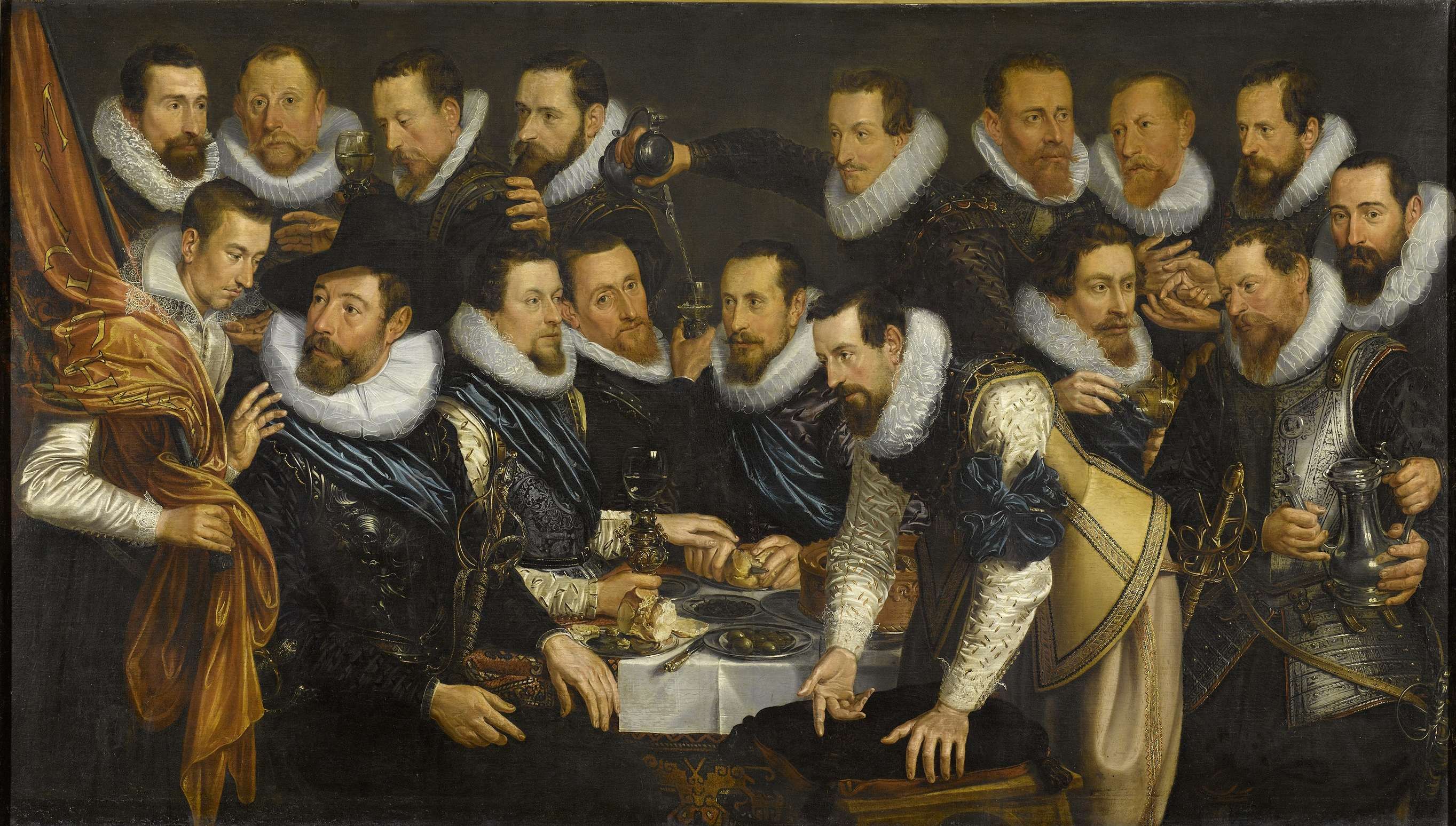 Officieren en andere schutters van wijk XI in Amsterdam, onder leiding - Belangrijke Mensen Uit De Geschiedenis