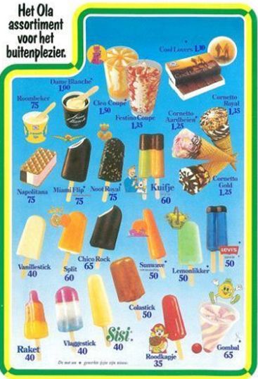 Ola, jaren 80 assortiment. Ik was een echte waterijsjes liefhebber - Ijsjes Van Vroeger In Een Zakje