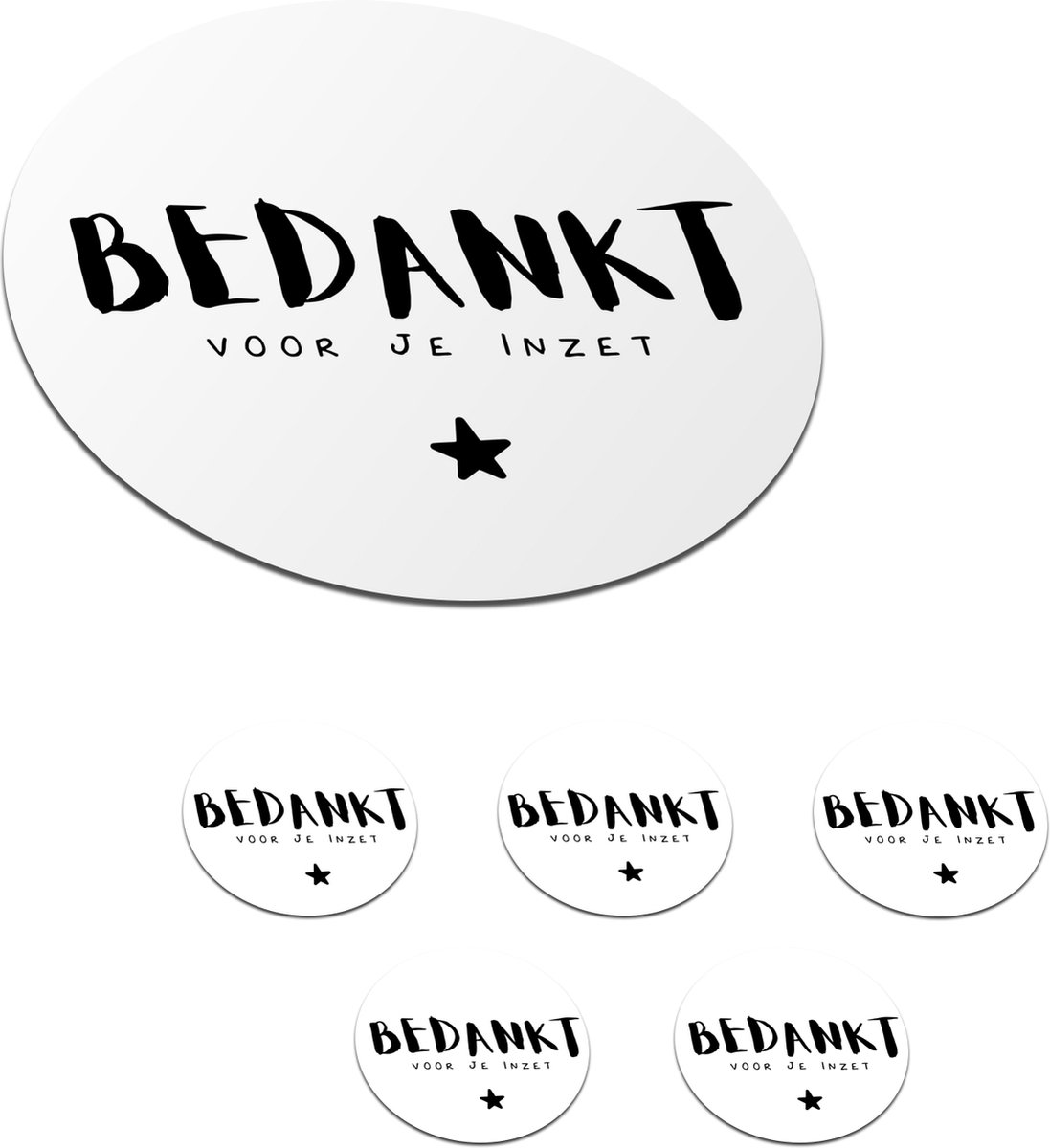 Onderzetters voor glazen - Rond - Spreuken - Quotes - Bedankt voor je - Bedankt Voor Je Inzet Collega