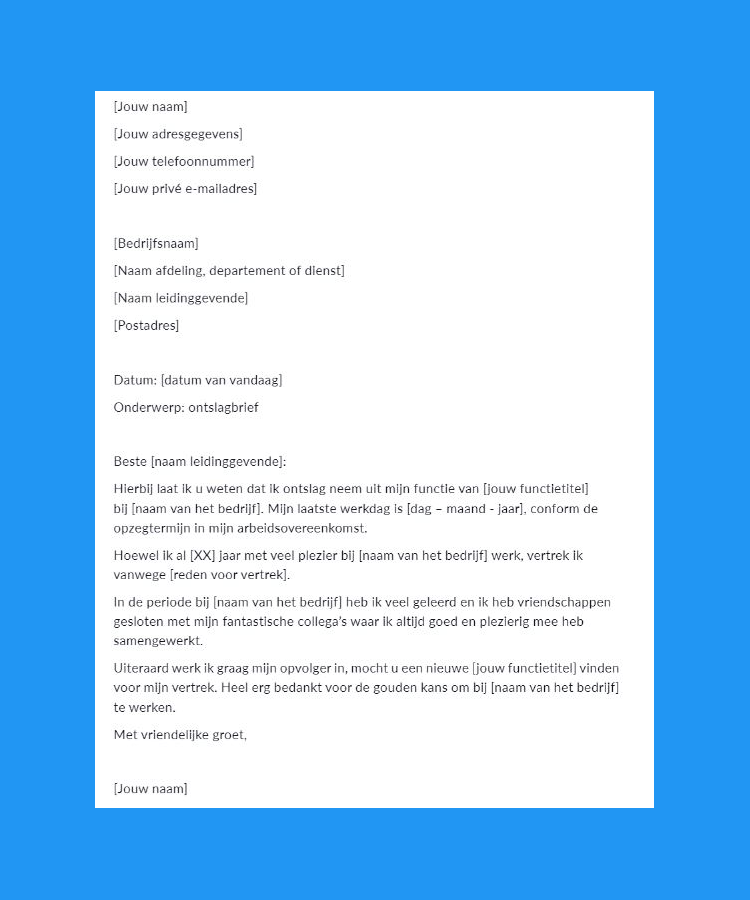 Ontslagbrief Ontslagbrief Images - Ontslag Op Staande Voet Brief Voorbeeld