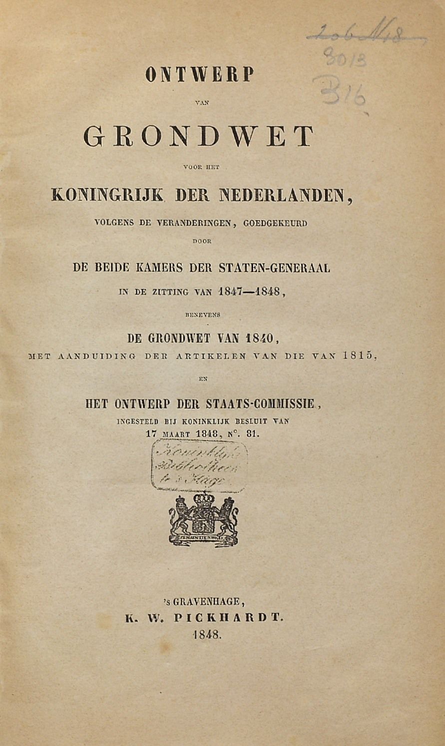 Op 3 november 1848 treedt de nieuwe Grondwet in werking. De - Wanneer Treedt Een Wet In Werking