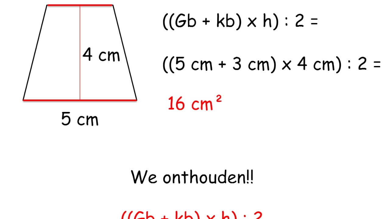 oppervlakte trapezium - YouTube - Hoe Bereken Je De Oppervlakte Van Een Trapezium