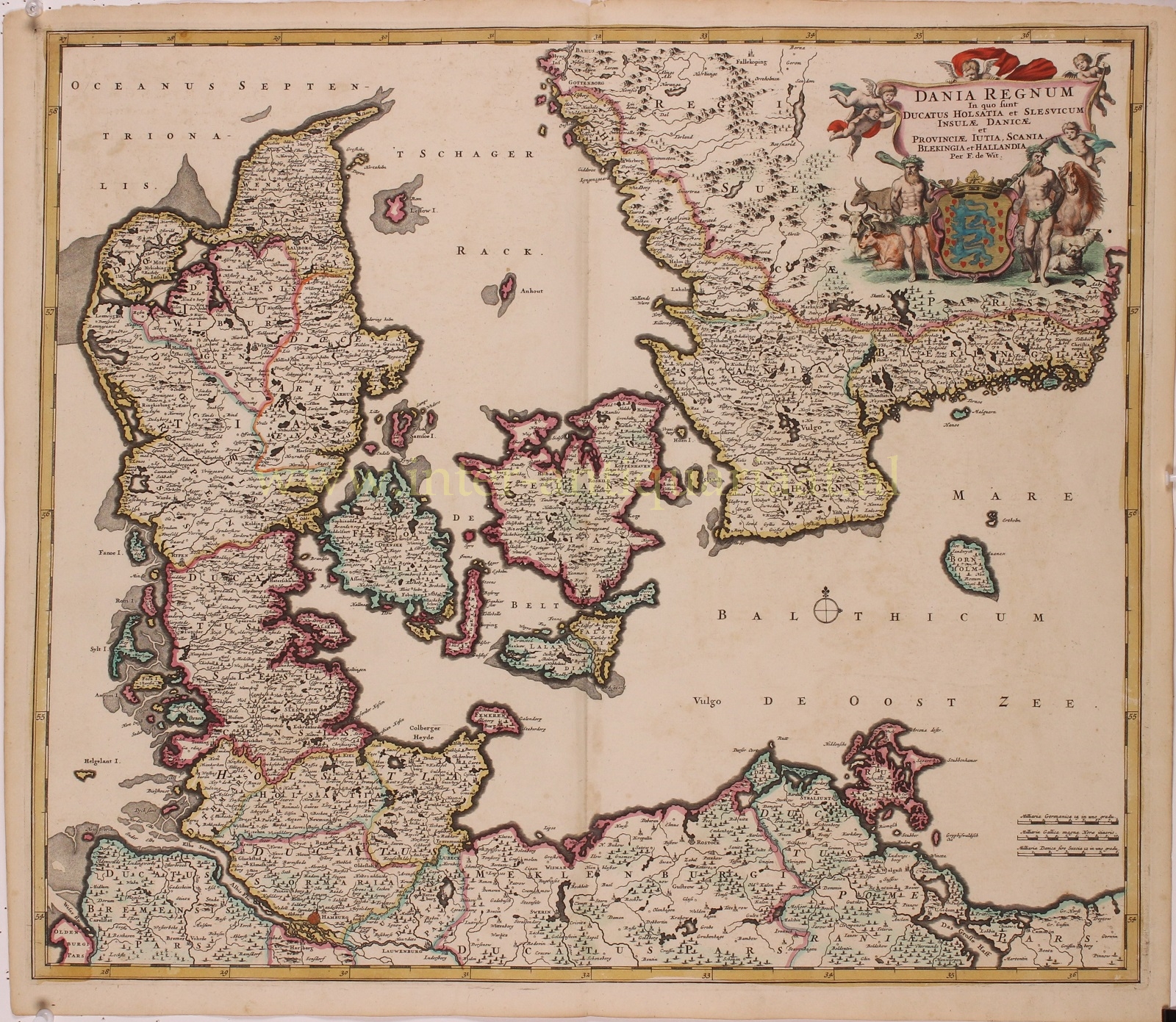 oude kaart Denemarken geschiedenis 17e-eeuw originele gravure - Hoe Heet Het Vasteland Van Denemarken