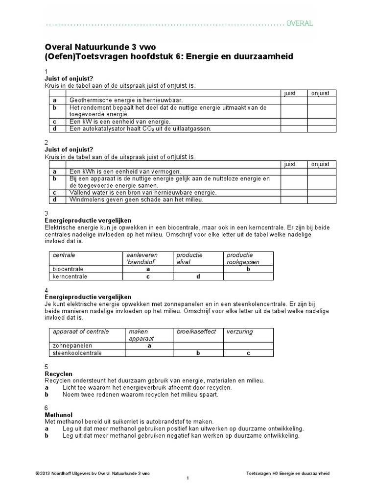 Overal Natuurkunde 3 Vwo H6 OefenToets | PDF - Overal Natuurkunde 3 Vwo Antwoorden Hoofdstuk 1