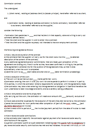 Overeenkomst van Opdracht - Overeenkomst Van Opdracht Voorbeeld Word