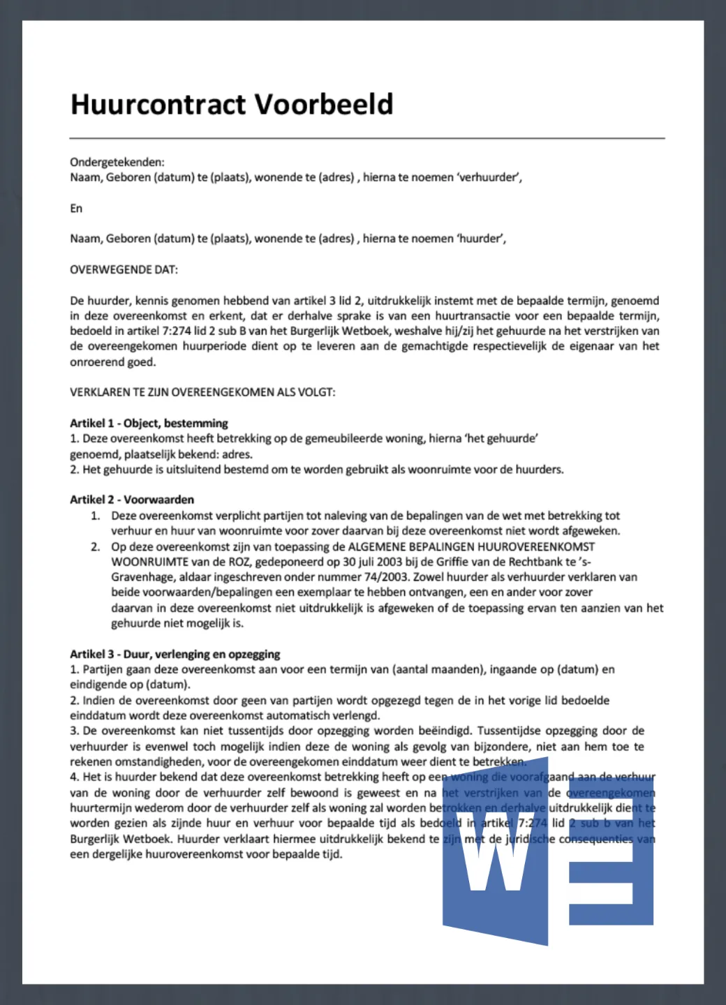 Overname Huurcontract Voorbeeld - vrogue.co - Algemene Bepalingen Huurovereenkomst Woonruimte 2023