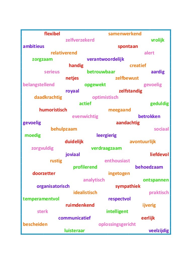 Overzicht talenten en kwaliteiten - Lijst Met Eigenschappen En Kwaliteiten
