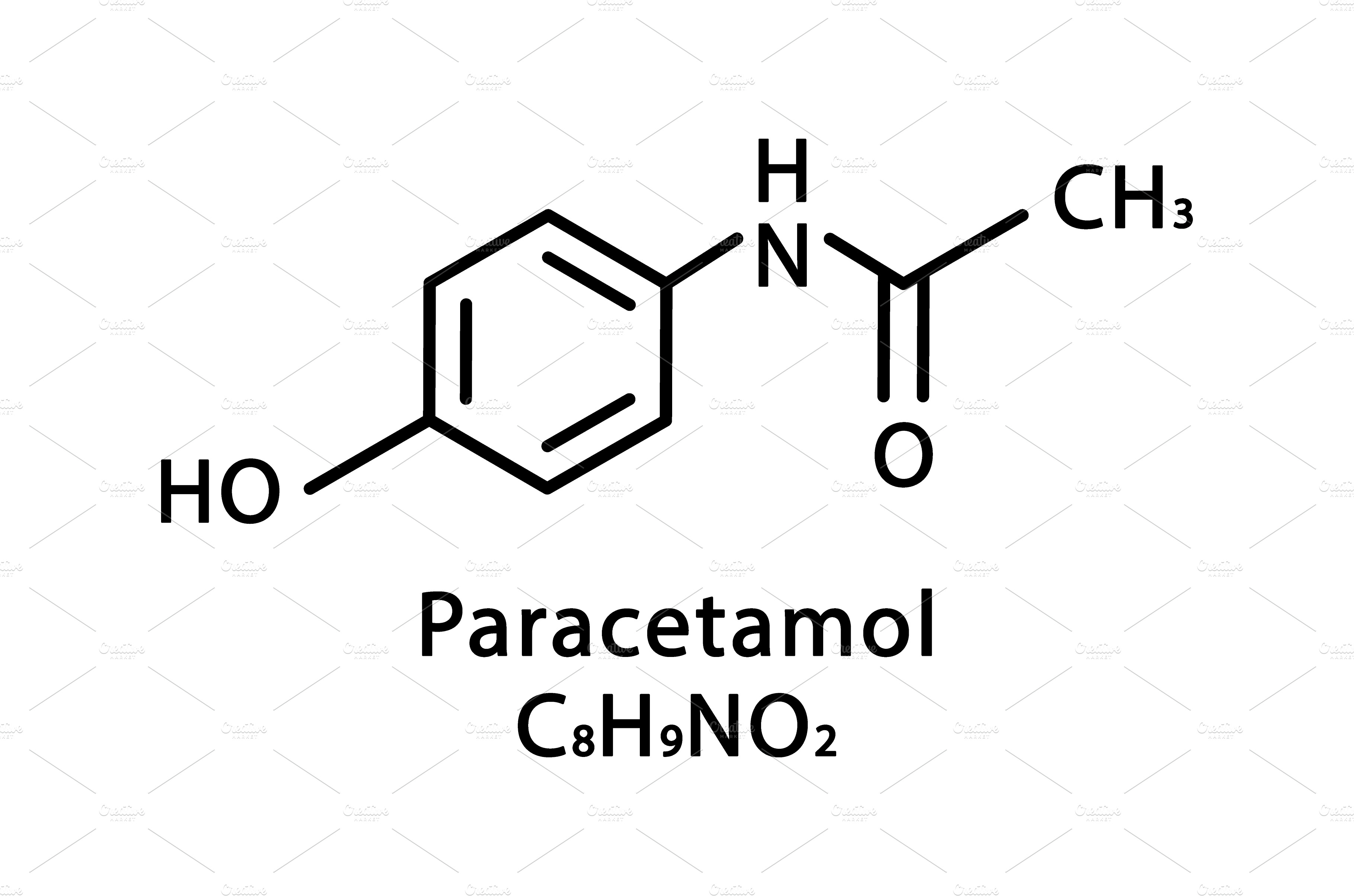 Paracetamol molecular structure | Healthcare Illustrations ~ Creative - Wat Is De Werking Van Paracetamol