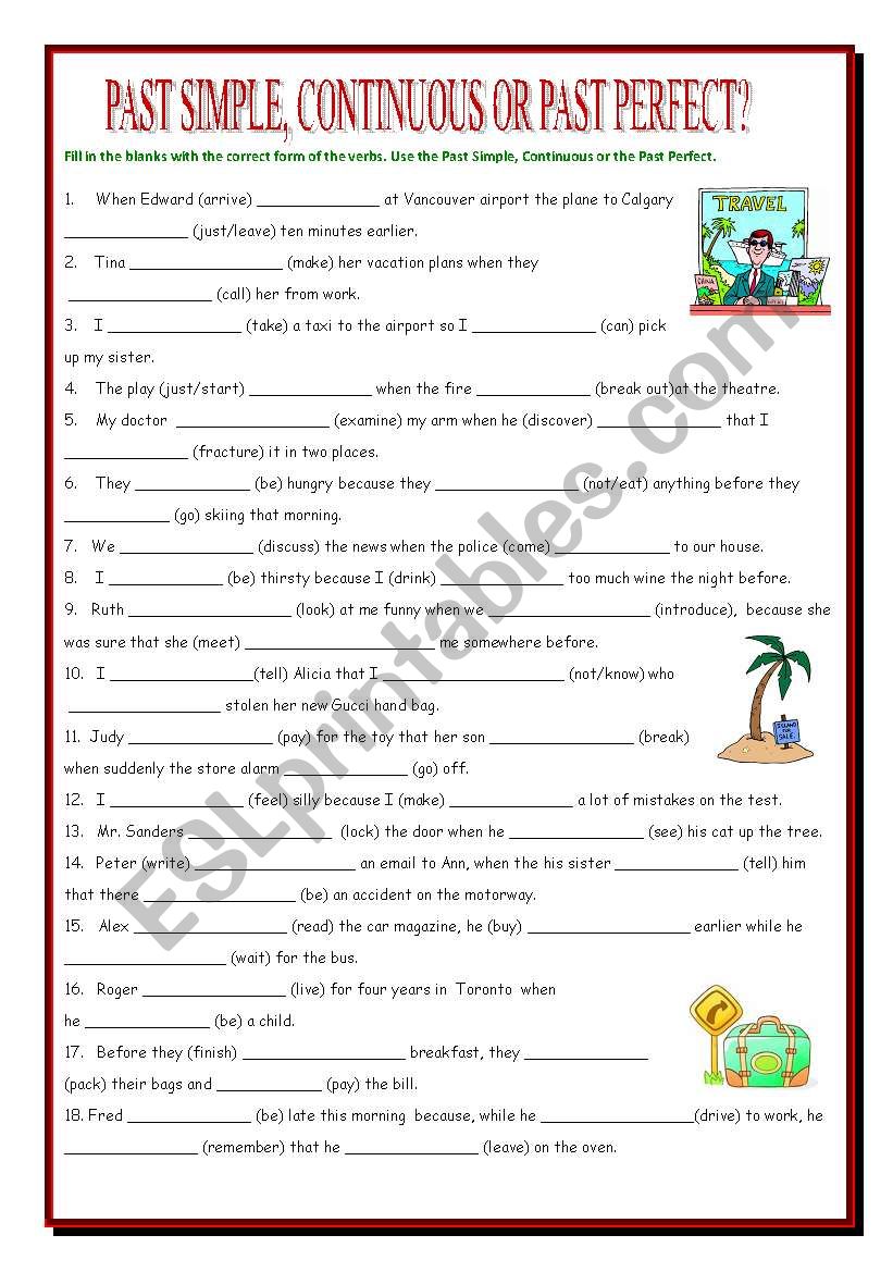 Past Perfect Tense Vs Past Simple Exercises - Past Perfect And Past Simple Exercises