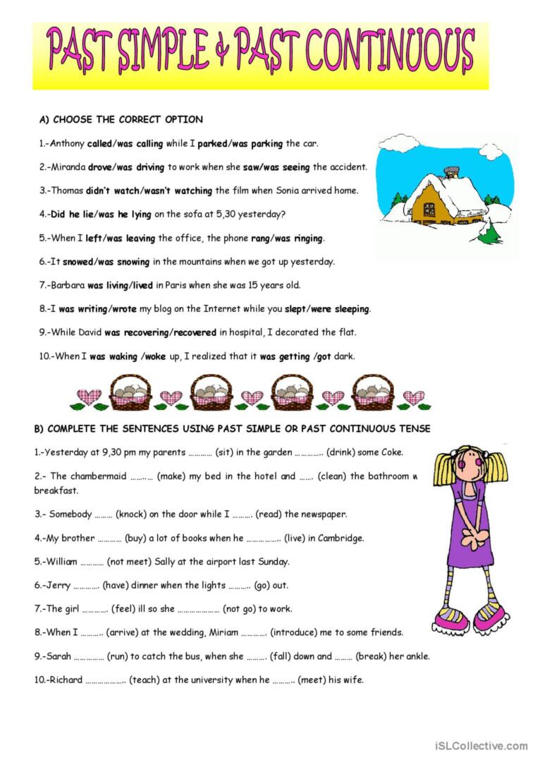 PAST SIMPLE AND PAST CONTINUOUS: English ESL worksheets pdf & doc - Past Simple Vs Continuous Exercise
