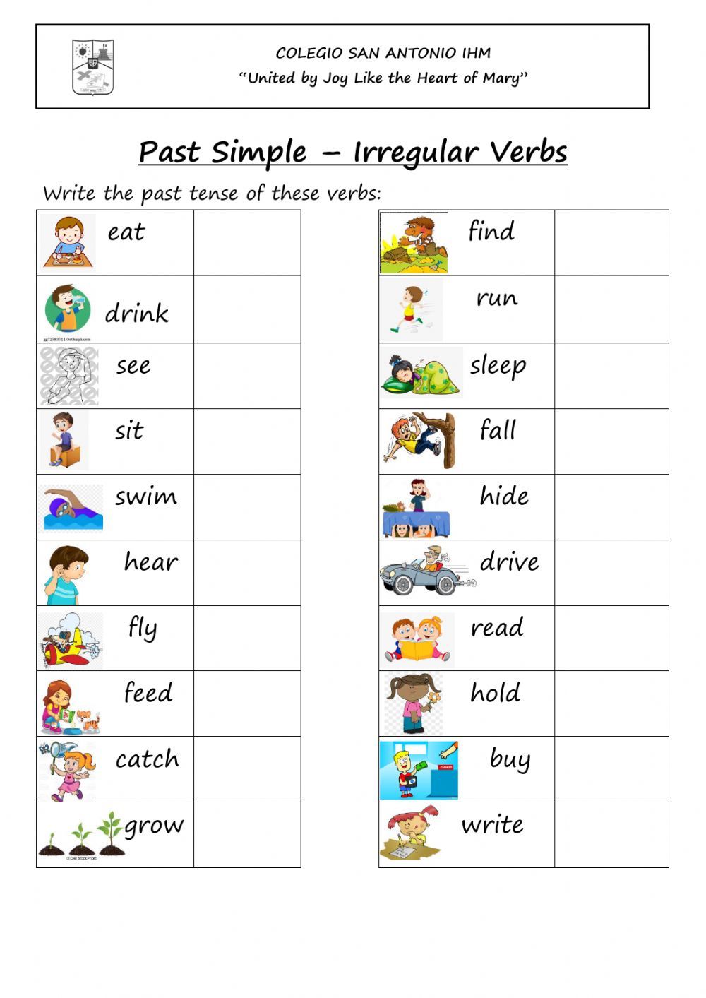 Past Simple - Irregular Verbs Activity - Past Simple Irregular Verbs Test