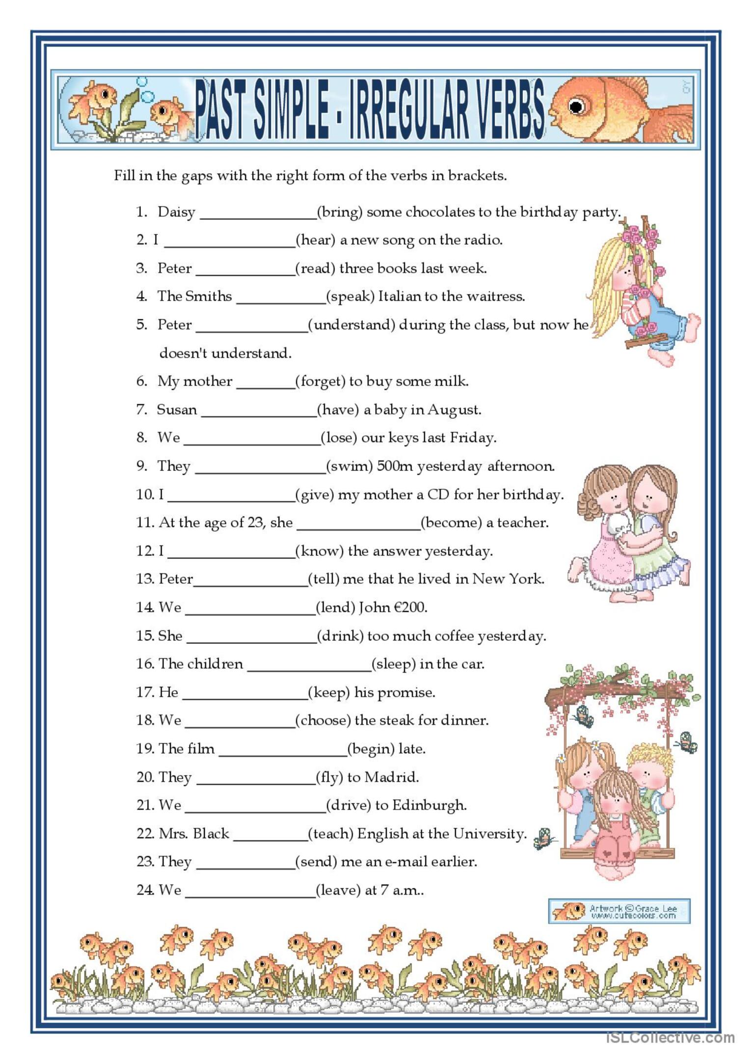 PAST SIMPLE - IRREGULAR VERBS: English ESL worksheets pdf & doc - Past Simple Irregular Verbs Test