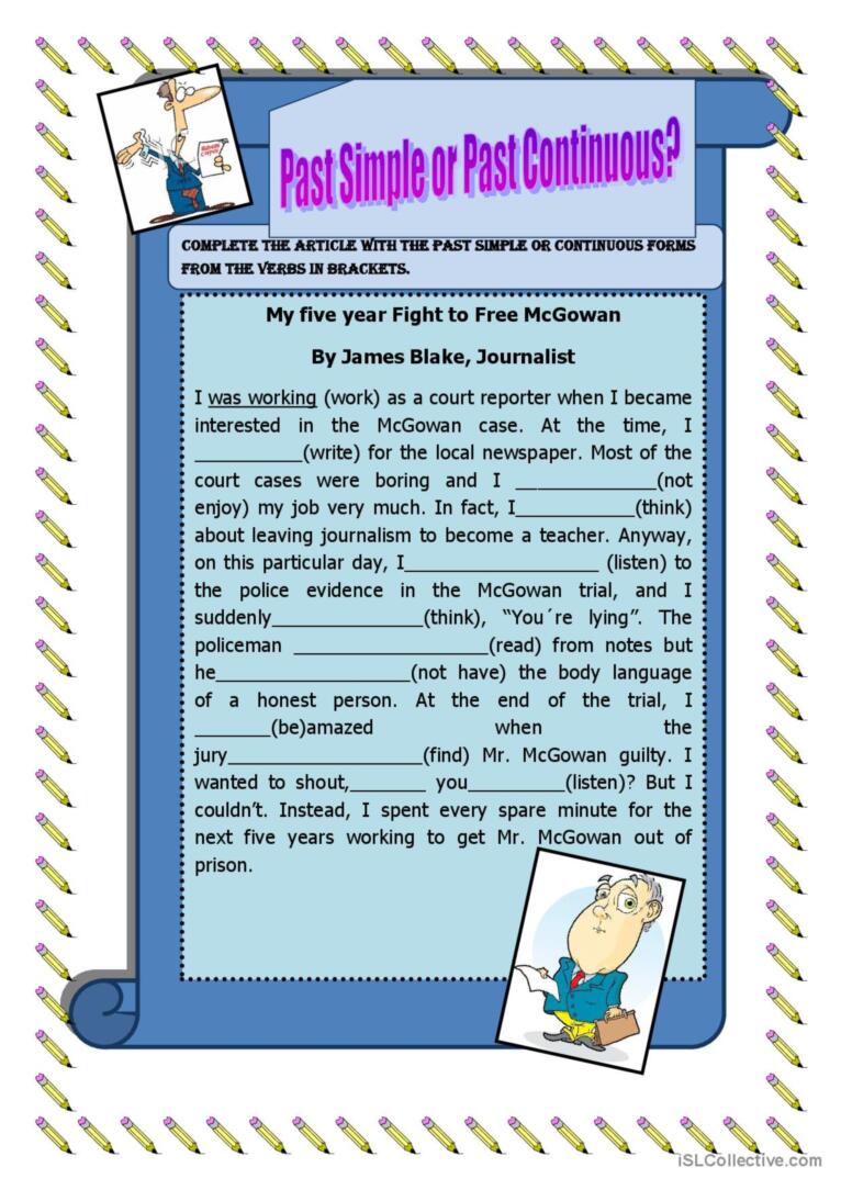Past simple or Continuous?: English ESL worksheets pdf & doc - Past Continuous With Past Simple