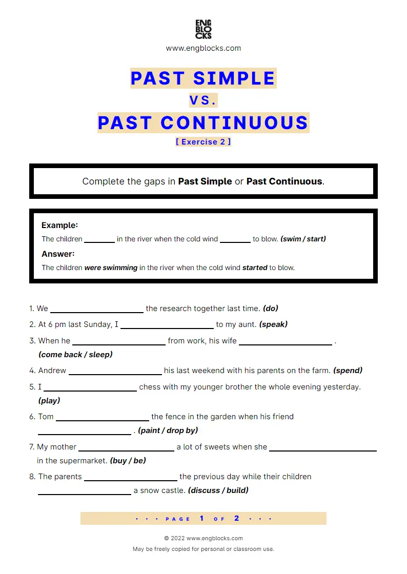 Past Simple Vs Continuous Exercise
