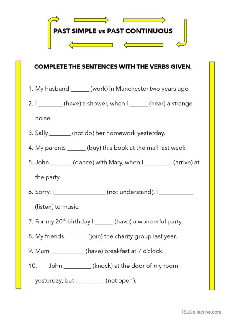 Past simple vs Past continuous gener…: English ESL worksheets pdf & doc - Past Simple Vs Past Continuous Test