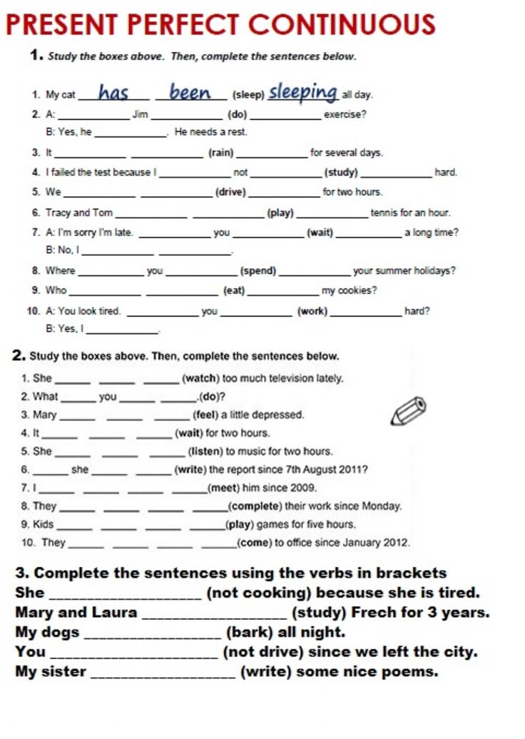 Pdf online exercise: Present perfect continuous | Present perfect - Present Perfect And Present Perfect Continuous Exercises