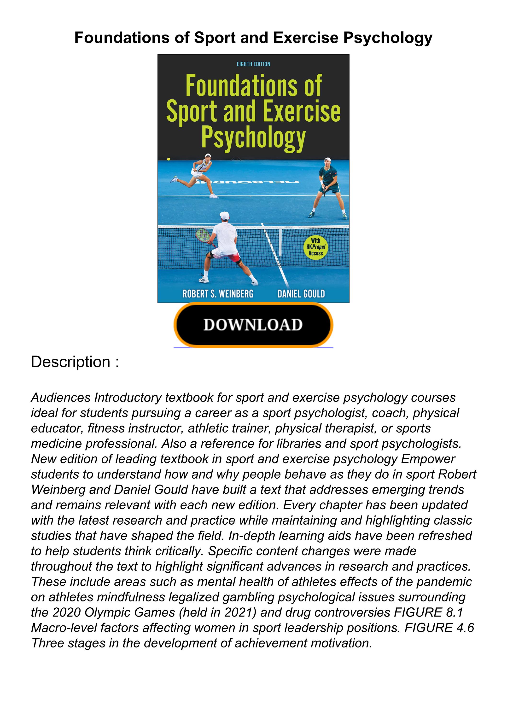 Foundations Of Sport And Exercise Psychology