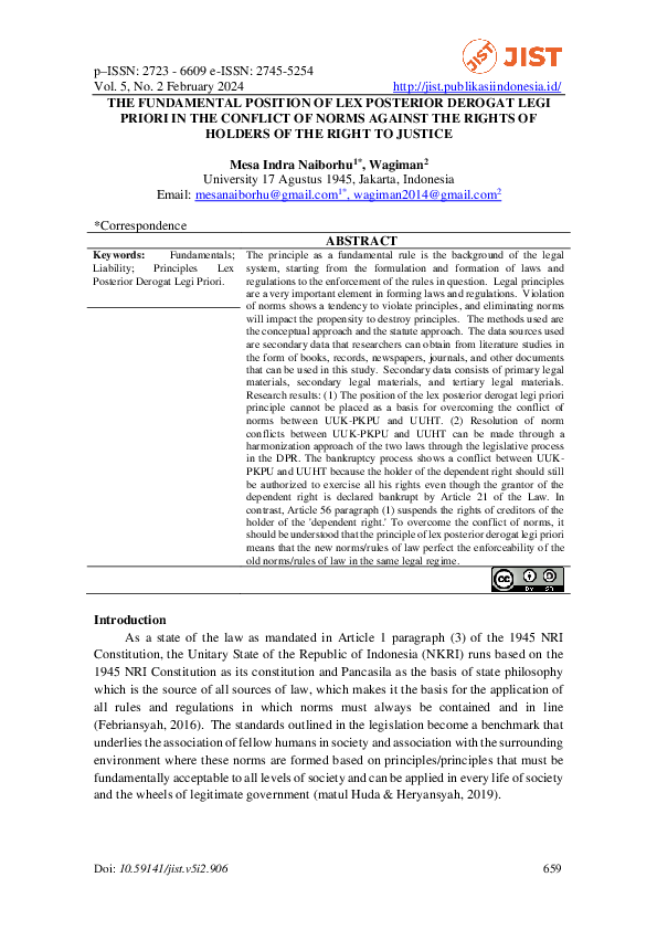 (PDF) THE FUNDAMENTAL POSITION OF LEX POSTERIOR DEROGAT LEGI PRIORI IN - Lex Posterior Derogat Legi Priori