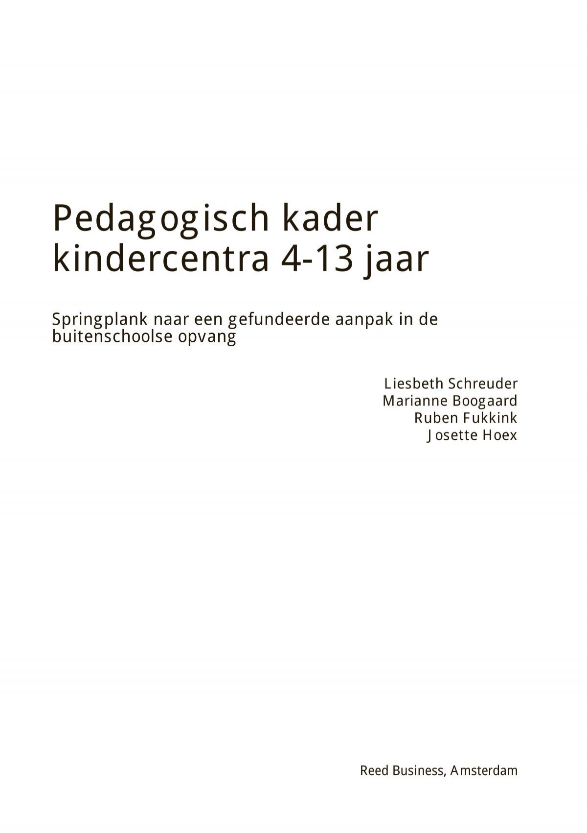 Pedagogisch Kader Kindercentra 0-4 Jaar