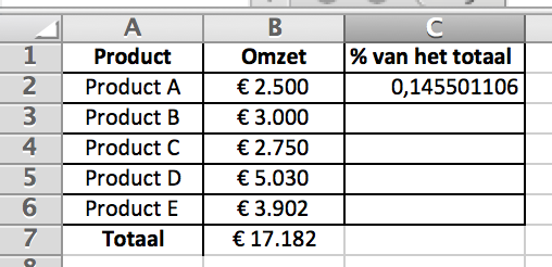 Percentage van het totaal berekenen in Excel - Handleiding Excel - Percentage Van Totaal Berekenen Excel
