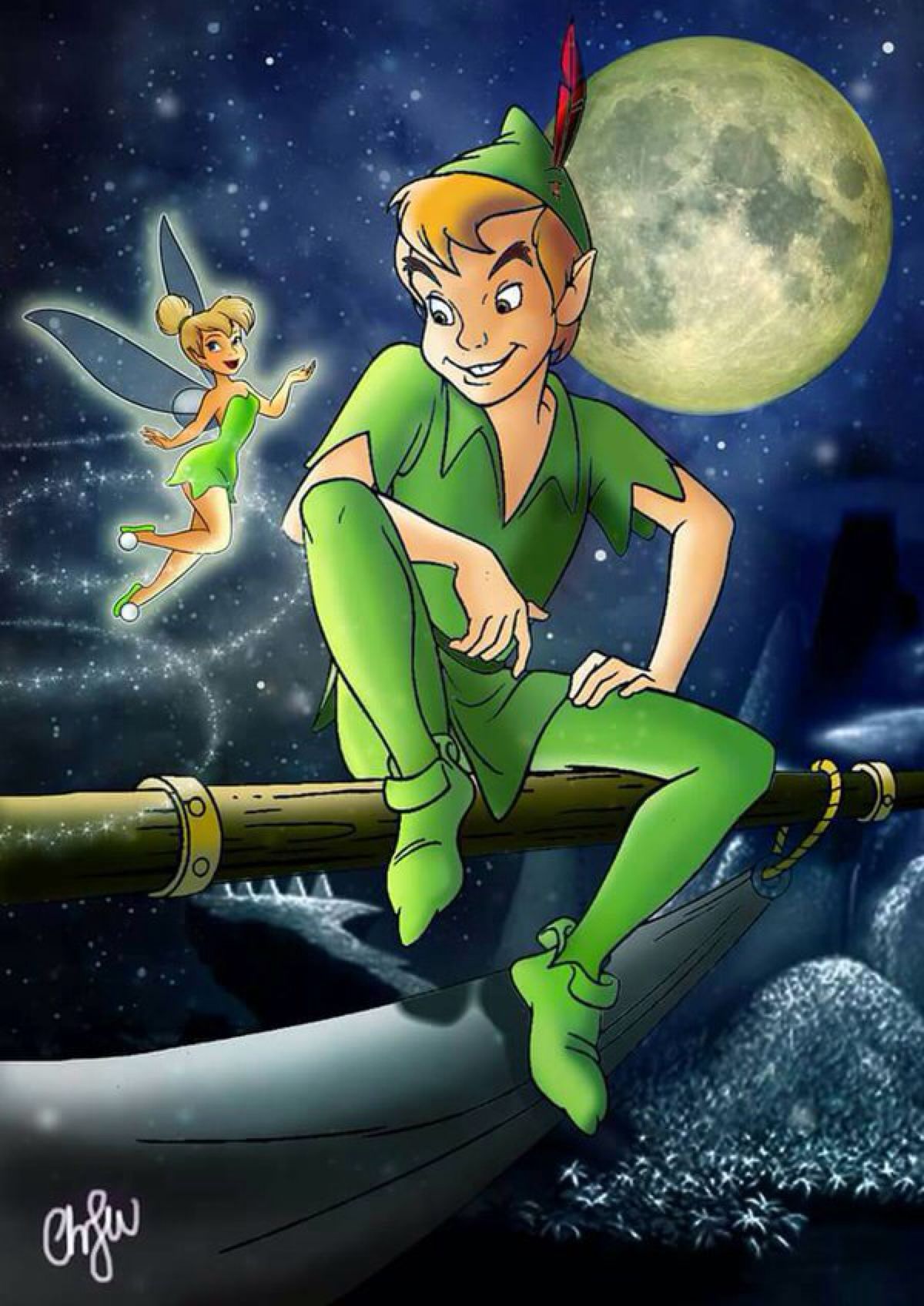 Peter Pan And Tinkerbell Wallpapers - Wallpaper Cave - Waar Wonen Peter Pan En Tinkerbell