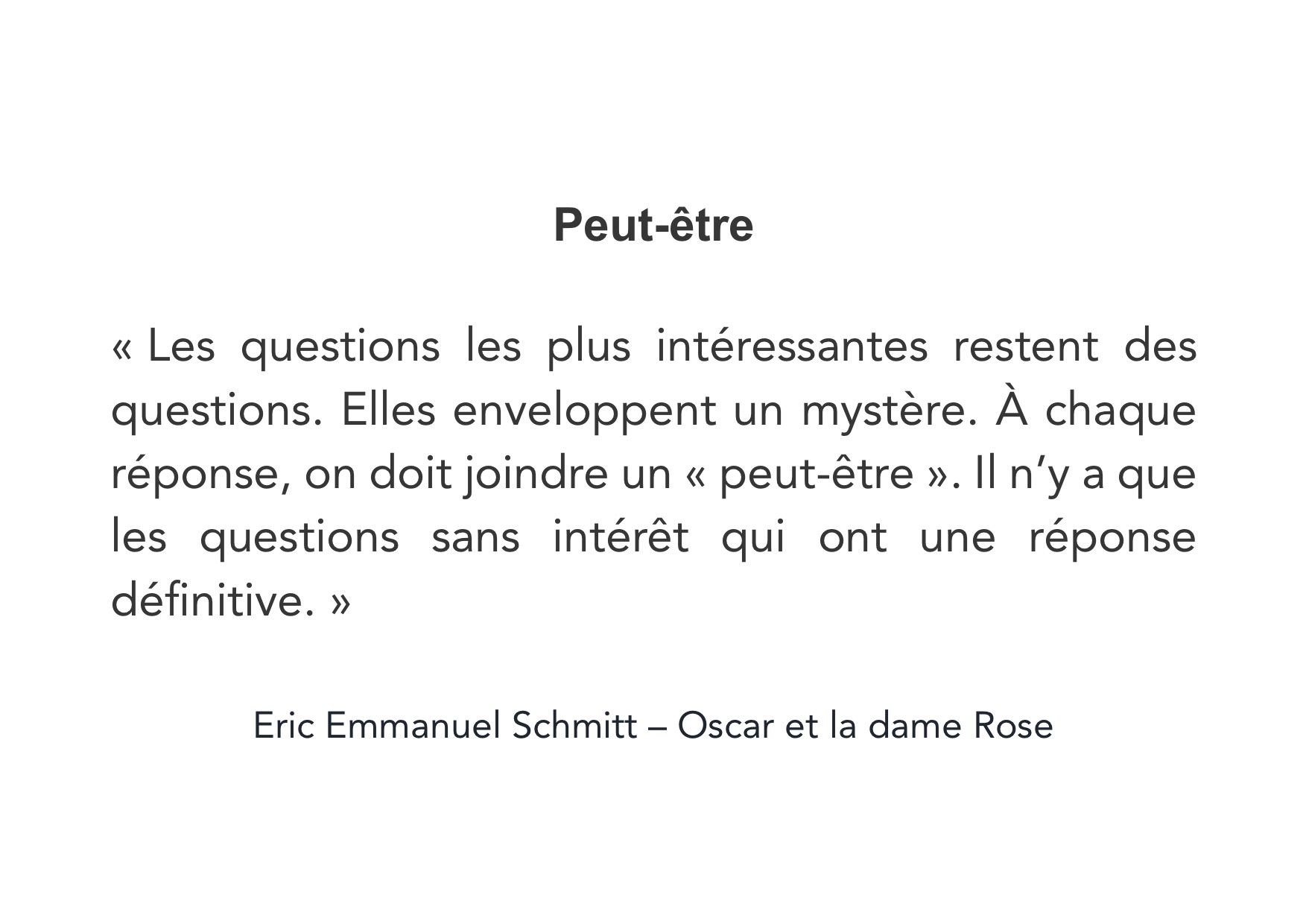 Peut-être - Eric Emmanuel Schmitt (Oscar et la dame Rose) - Schmitt Oscar Et La Dame Rose