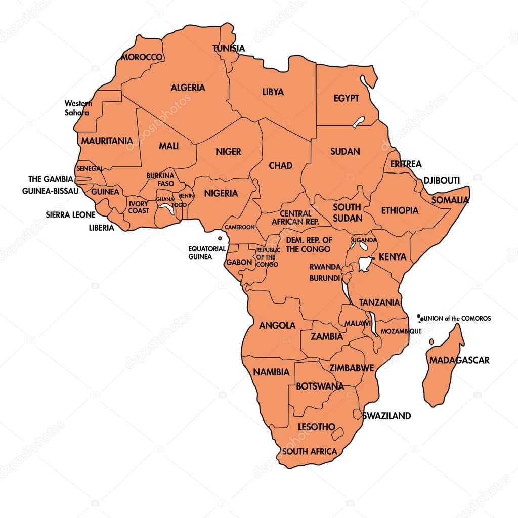 Pictures : african countries | Map of Africa with all countries — Stock - Kaart Van Afrika Met Hoofdsteden