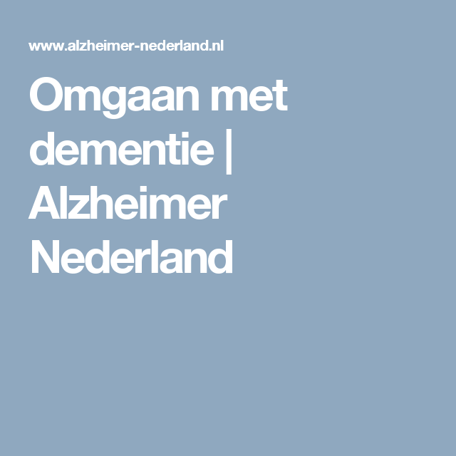 Omgaan Met Dementie Als Familie