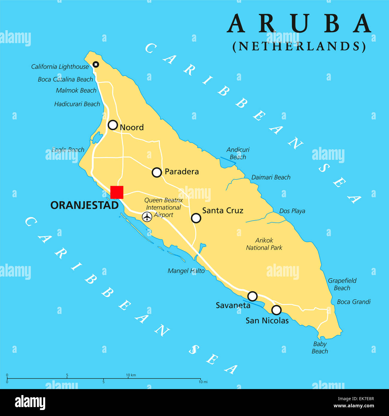 Political Map Of Aruba - Corina Charmaine - Wat Is De Hoofdstad Van Aruba