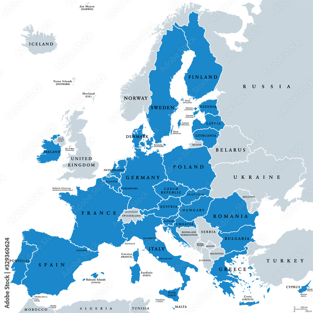 Political map of European Union member states. 27 EU member states - Is Noorwegen Lid Van De Eu