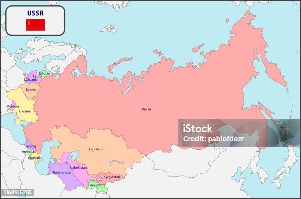 Politieke Kaart Van De Ussr Met Namen Stockvectorkunst en meer beelden - Welke Landen Horen Bij De Sovjet Unie