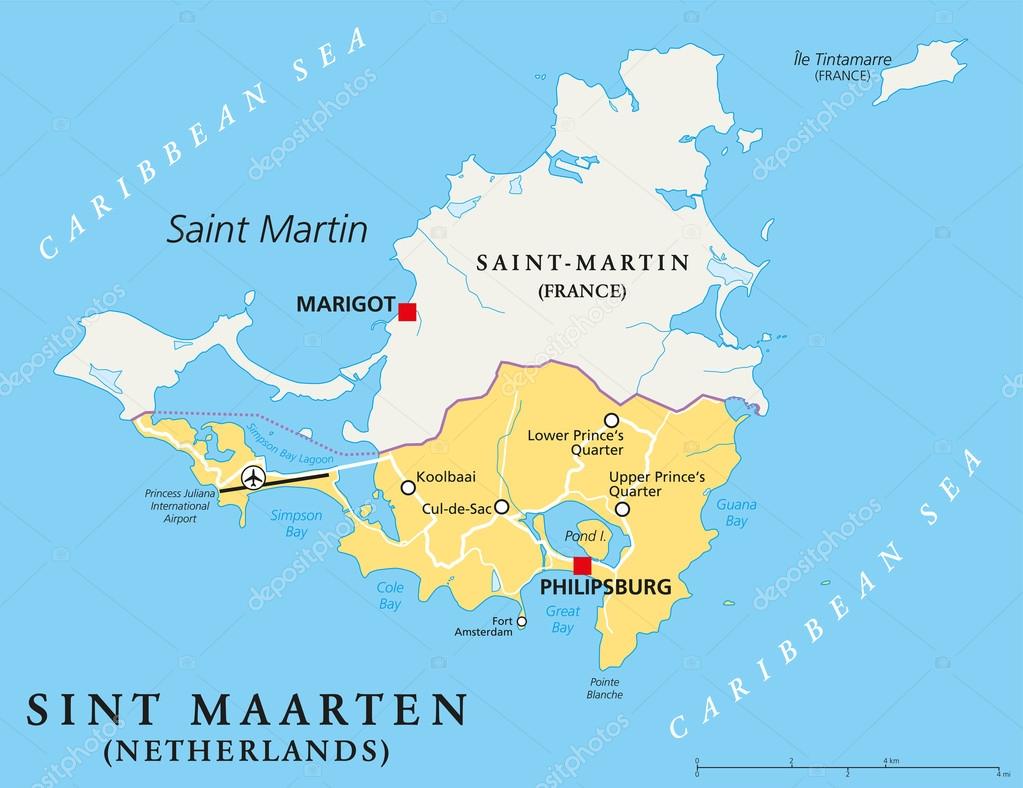 Politieke kaart van Sint Maarten Stock Vector by ©Furian 69891631 - Wat Betekent St Maarten