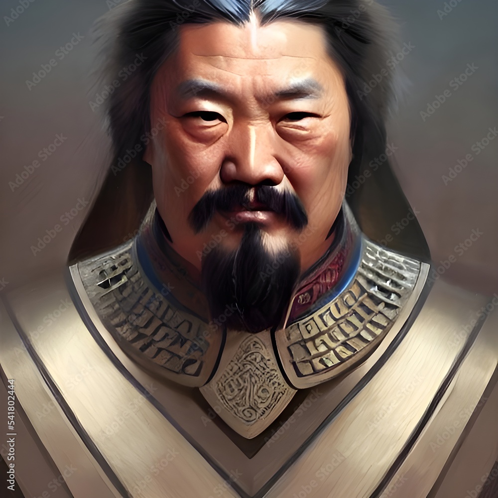 Portrait of Genghis Khan, Mongolian Emperor. High quality illustration - Hoeveel Mensen Stammen Af Van Dzjengis Khan