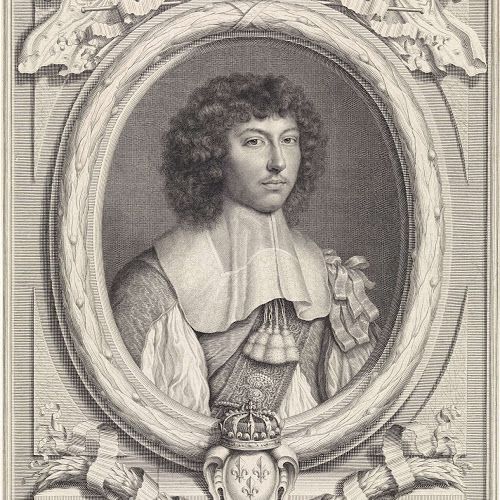 Portret van Lodewijk XIV, koning van Frankrijk, met gestrikte linten op - Lodewijk Xiv Van Frankrijk Huwelijkspartner