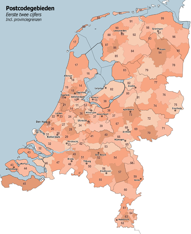 postcodekaart-nederland - Kilometerafstanden.nl - Naam Zoeken Bij Adres Postcode