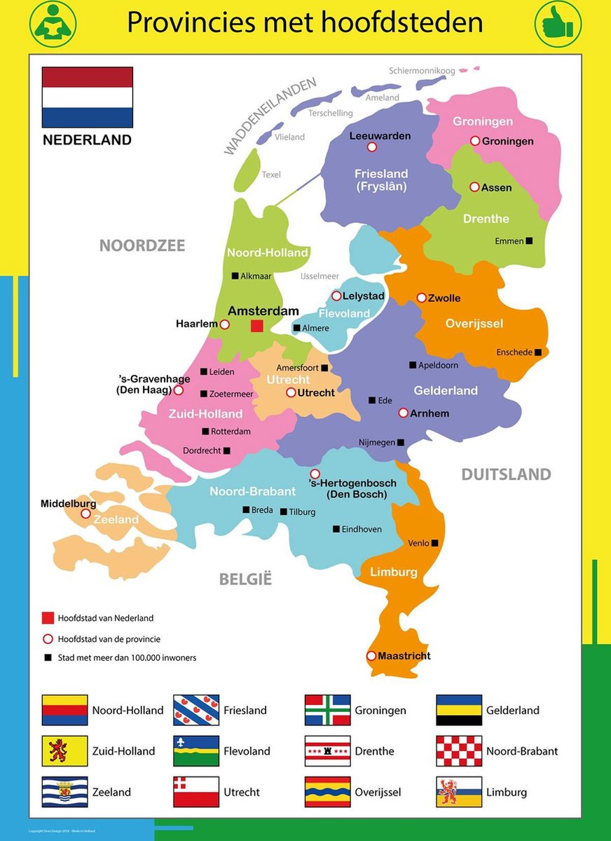 Nederland Met Provincies En Hoofdsteden