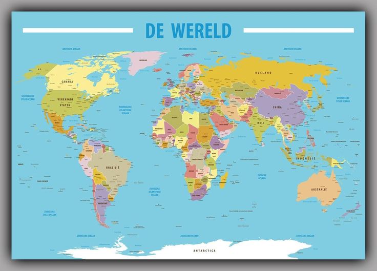 Poster Kaart Wereld XL - Nederlandstalig - 140x100 cm - Multi - Wereldkaart Met Namen En Hoofdsteden