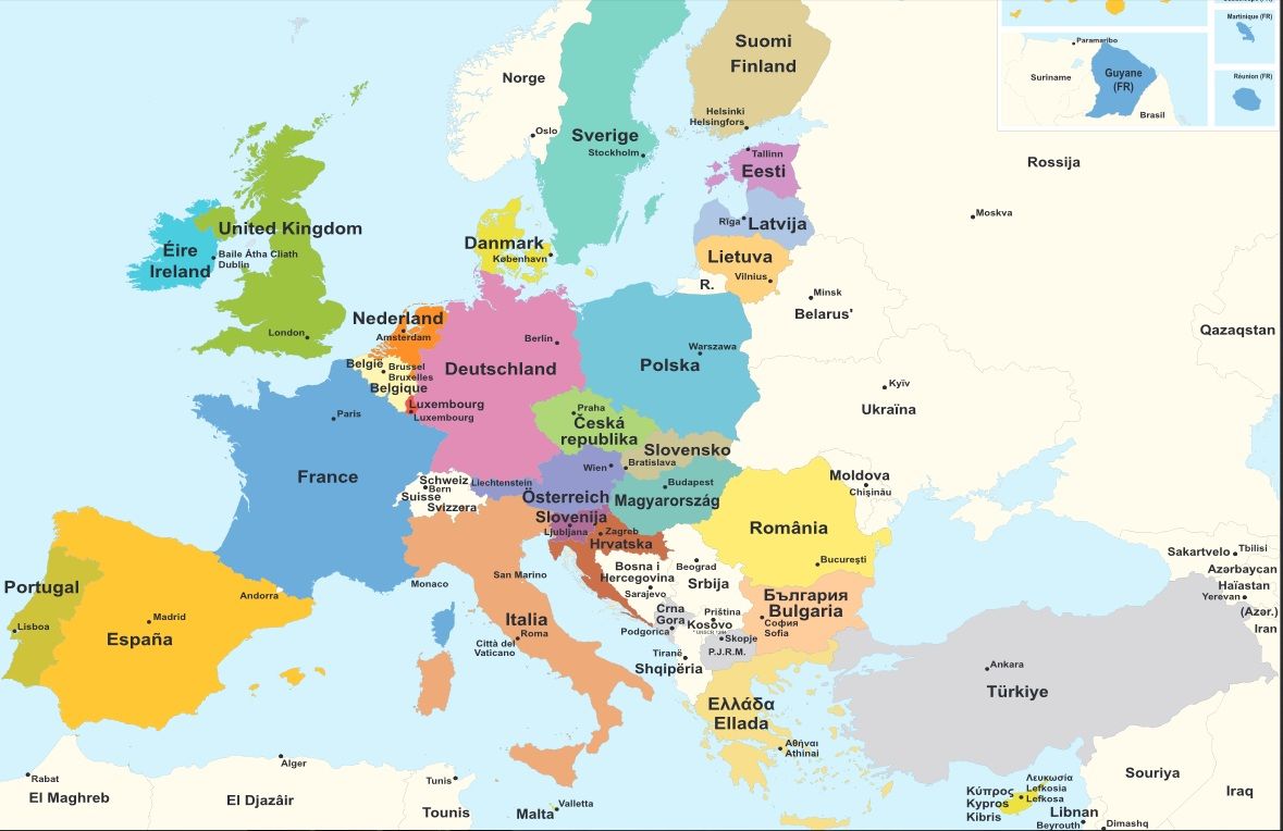 Poster landkaart Europese Unie. 125x105cm. Bekijk en bestel via: www - Welke Landen Zitten In Europa