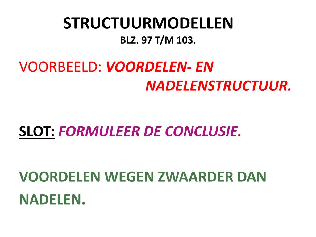 Beschouwing Voorbeeld Voor- En Nadelenstructuur