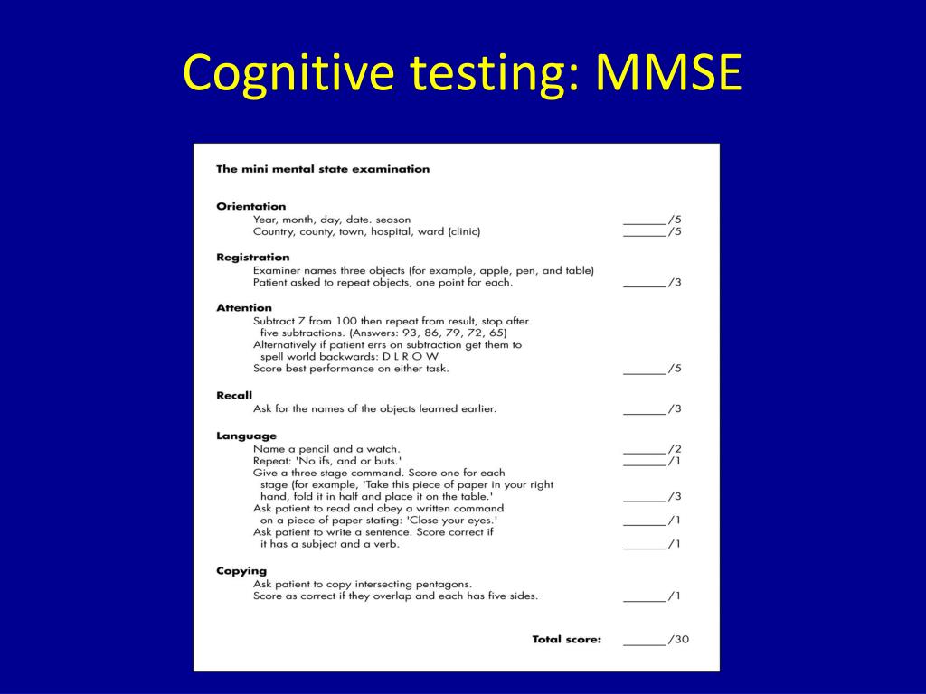 PPT - Dementia PowerPoint Presentation, free download - ID:1994832 - Wat Is Een Mmse Test