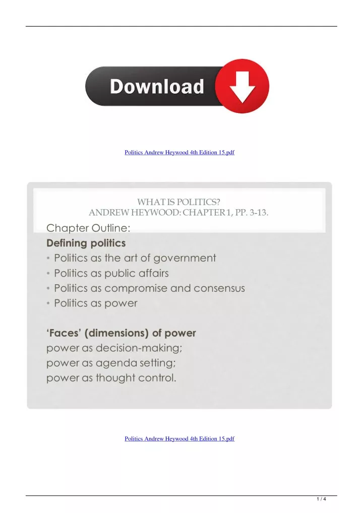 PPT - Politics Andrew Heywood 4th Edition 15.pdf PowerPoint - Politics By Andrew Heywood 5th Edition Pdf