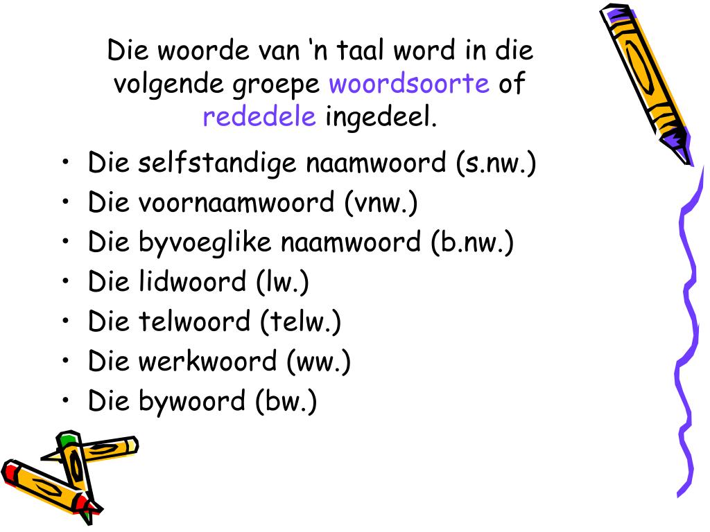 Ppt Woordsoorte In Afrikaans Powerpoint Presentation - vrogue.co - Wat Voor Woordsoort Is En