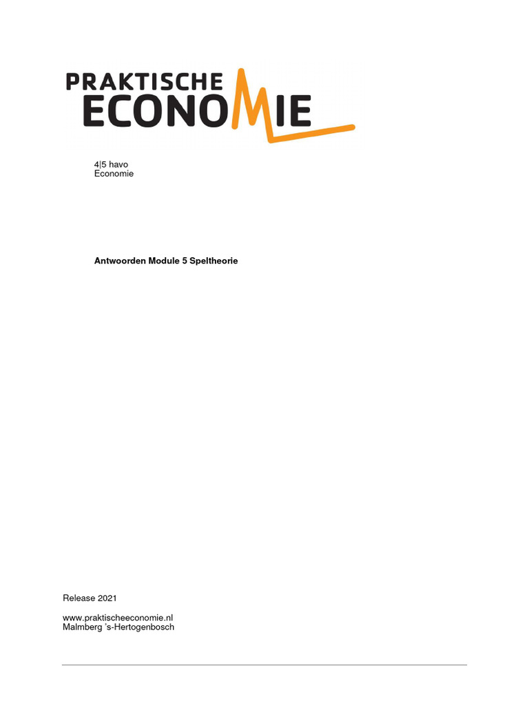 Antwoorden Praktische Economie Vwo 3